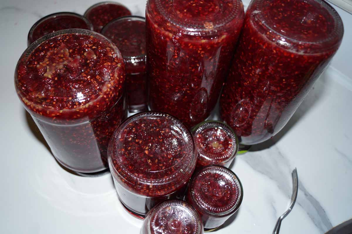 total et sortie de confiture de framboises